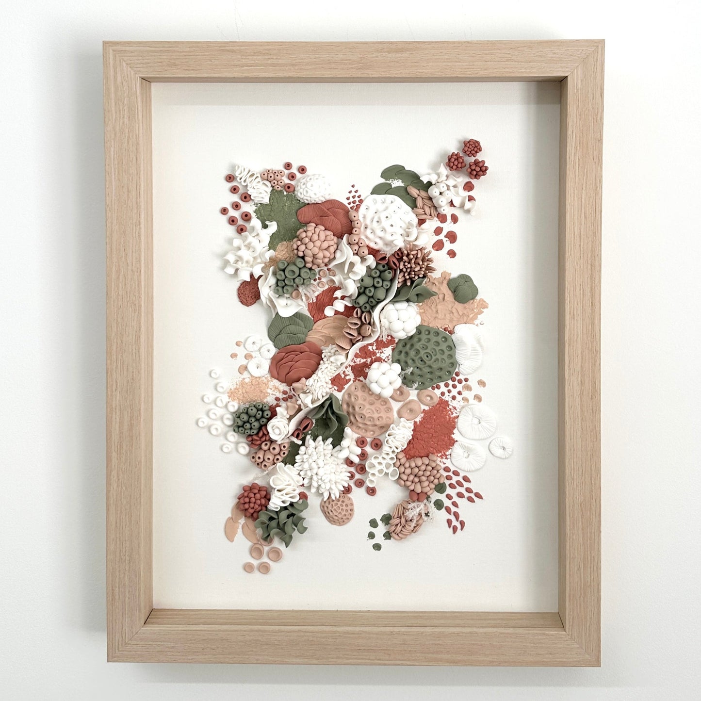 Peach Coral Reef framed with art glass