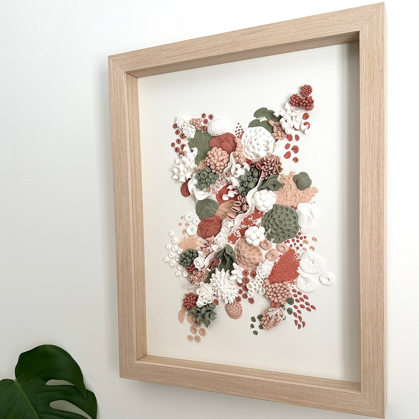 Peach Coral Reef framed with art glass