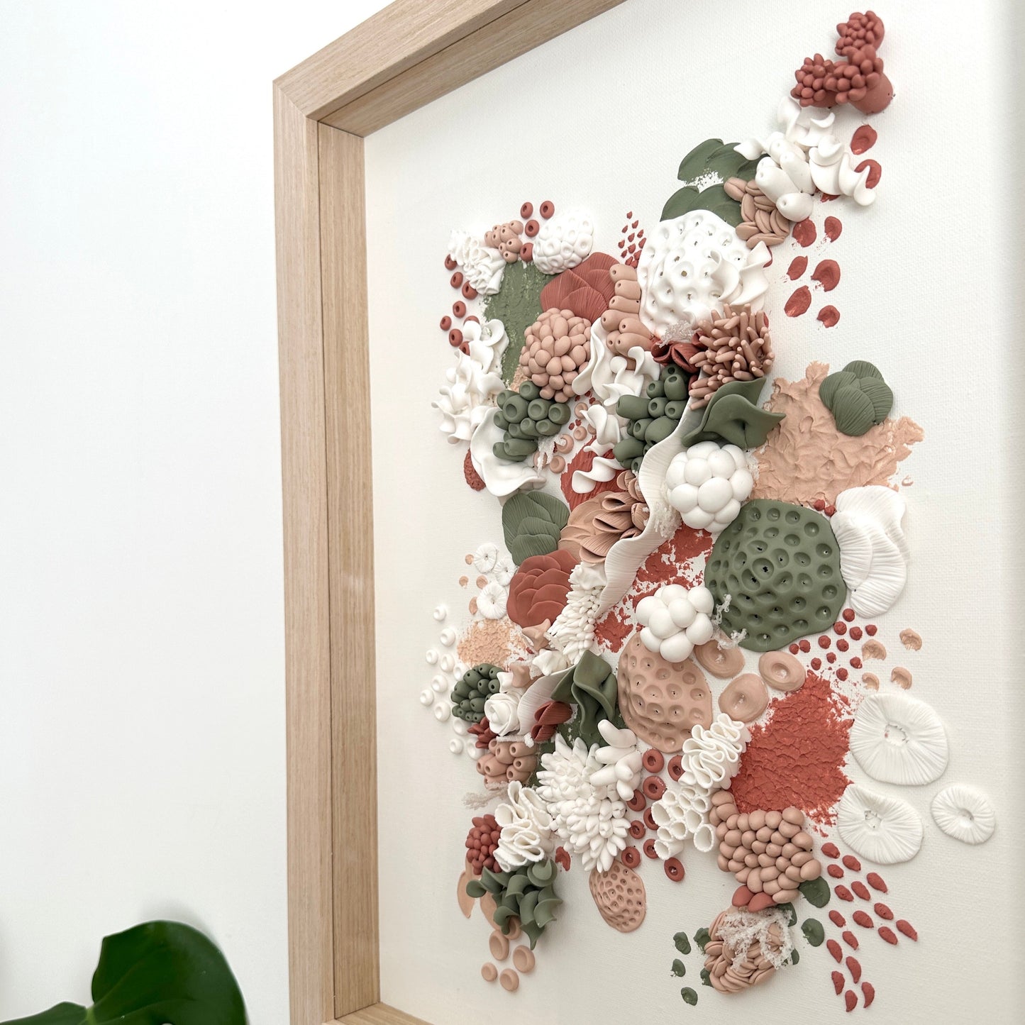 Peach Coral Reef framed with art glass