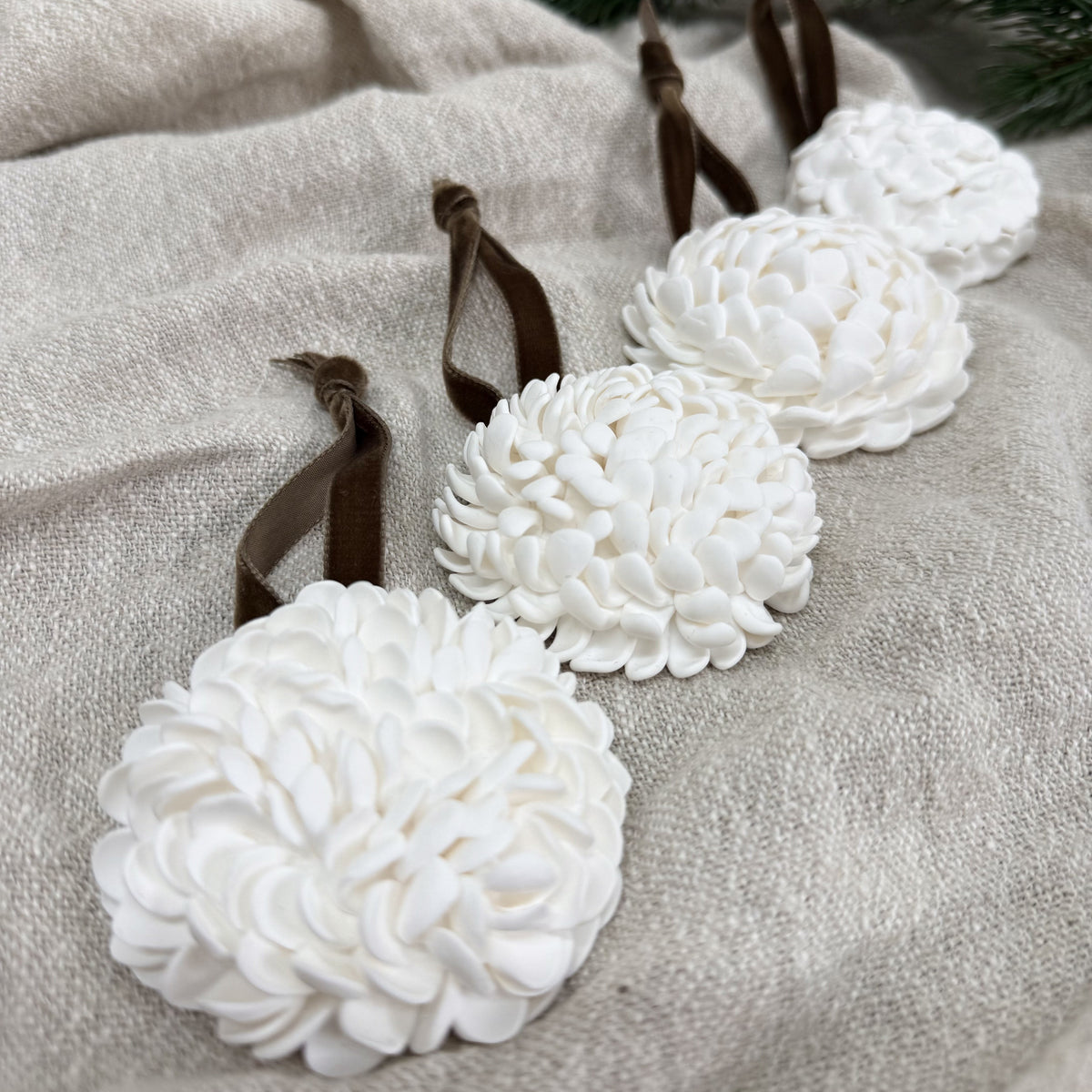 Hand Sculpted Christmas Bauble: Floral & Coastal Art Ornament