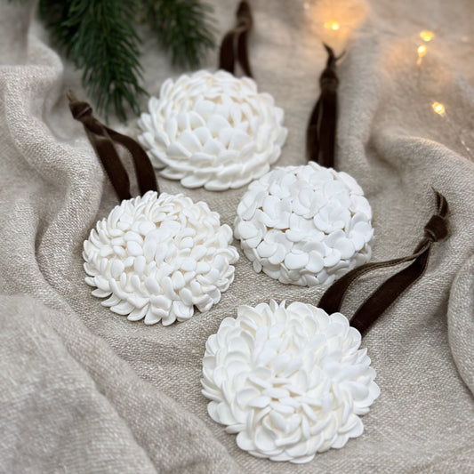 Hand Sculpted Christmas Bauble: Floral & Coastal Art Ornament