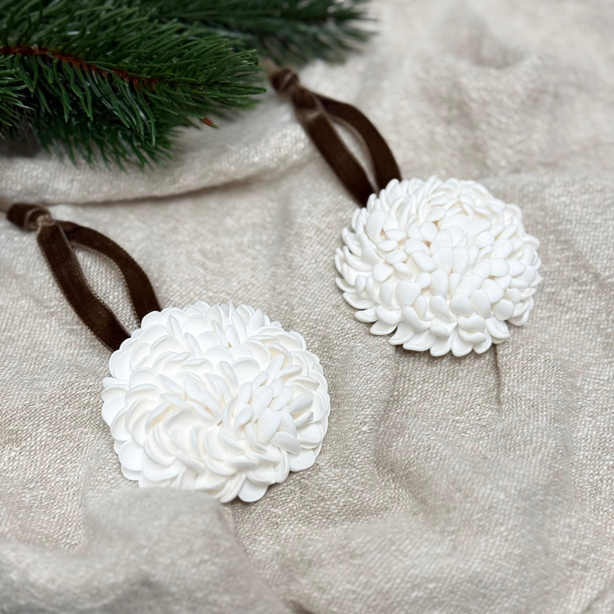 Hand Sculpted Christmas Bauble: Floral & Coastal Art Ornament